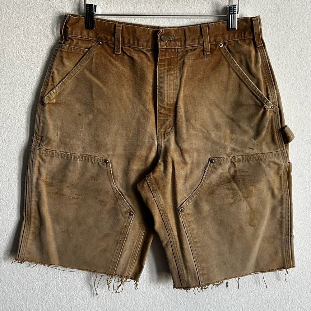 Carhartt faded brown double knee work wear carpenter shorts